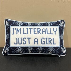 Designs Direct | Needlepoint Sassy Pillow “I’m Literally Just A Girl”